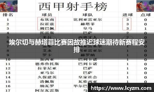埃尔切与赫塔菲比赛因故推迟球迷期待新赛程安排